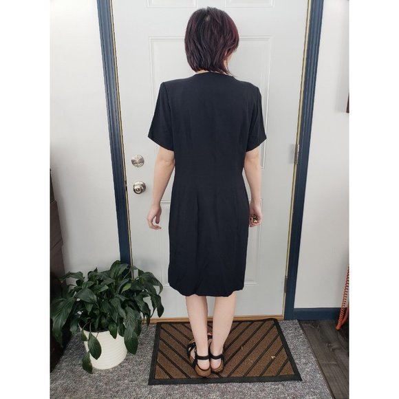Vintage 90s Black Button Down Dress - Picture 3 of 4